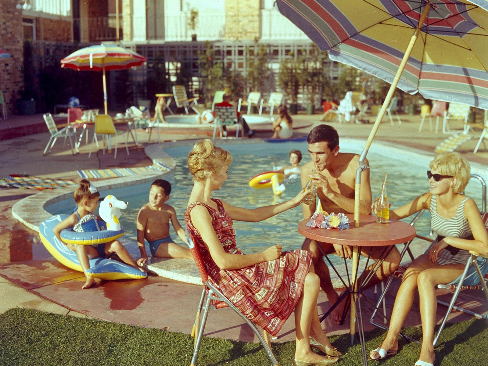 People by the pool at California Hotel, Hawthorn, Vic